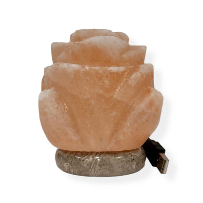 Flower Himalayan Salt Lamp – USB LED Colour-Changing with Marble Base (1.2kg)