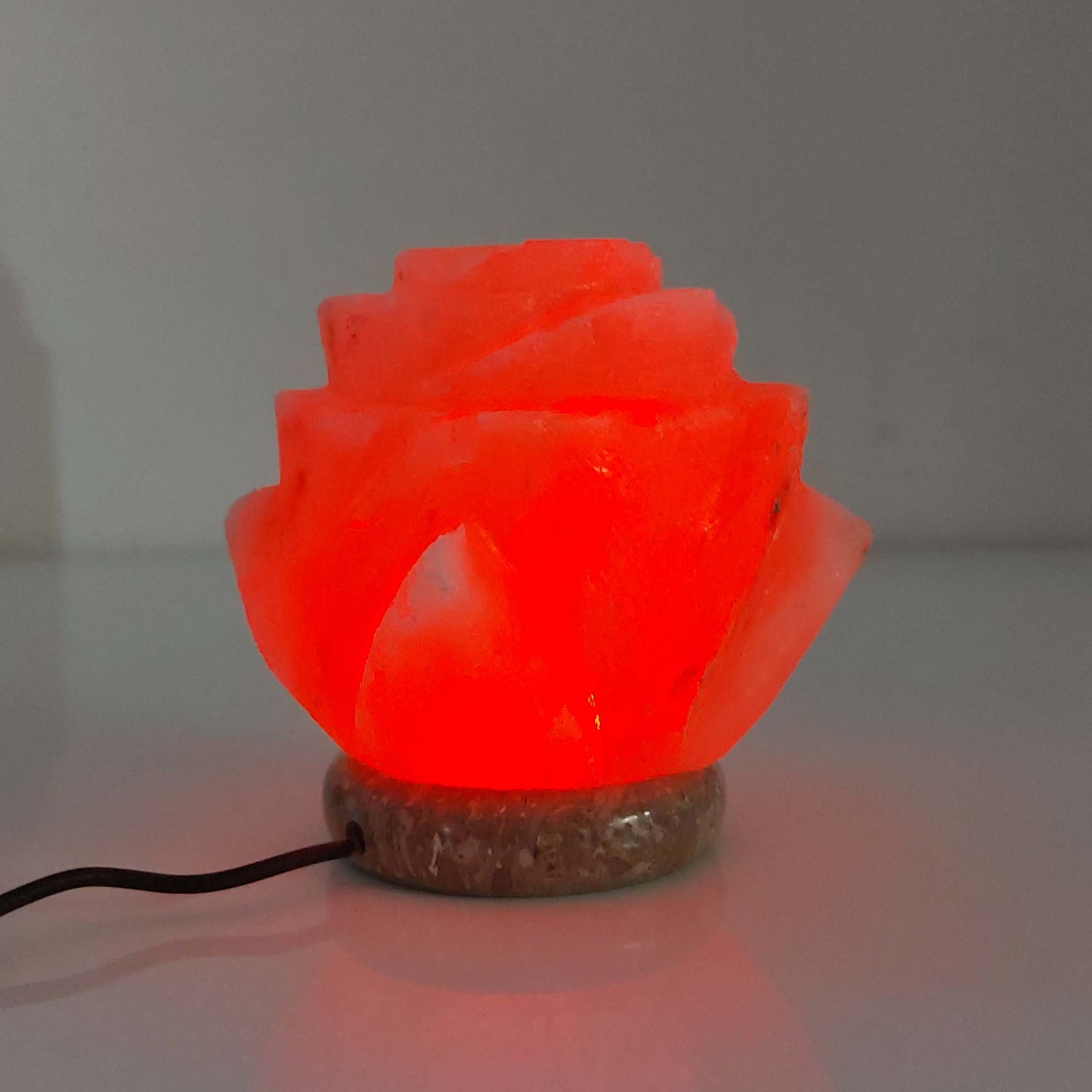 Flower Himalayan Salt Lamp – USB LED Colour-Changing with Marble Base (1.2kg)