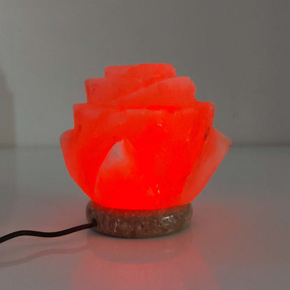 Flower Himalayan Salt Lamp – USB LED Colour-Changing with Marble Base (1.2kg)