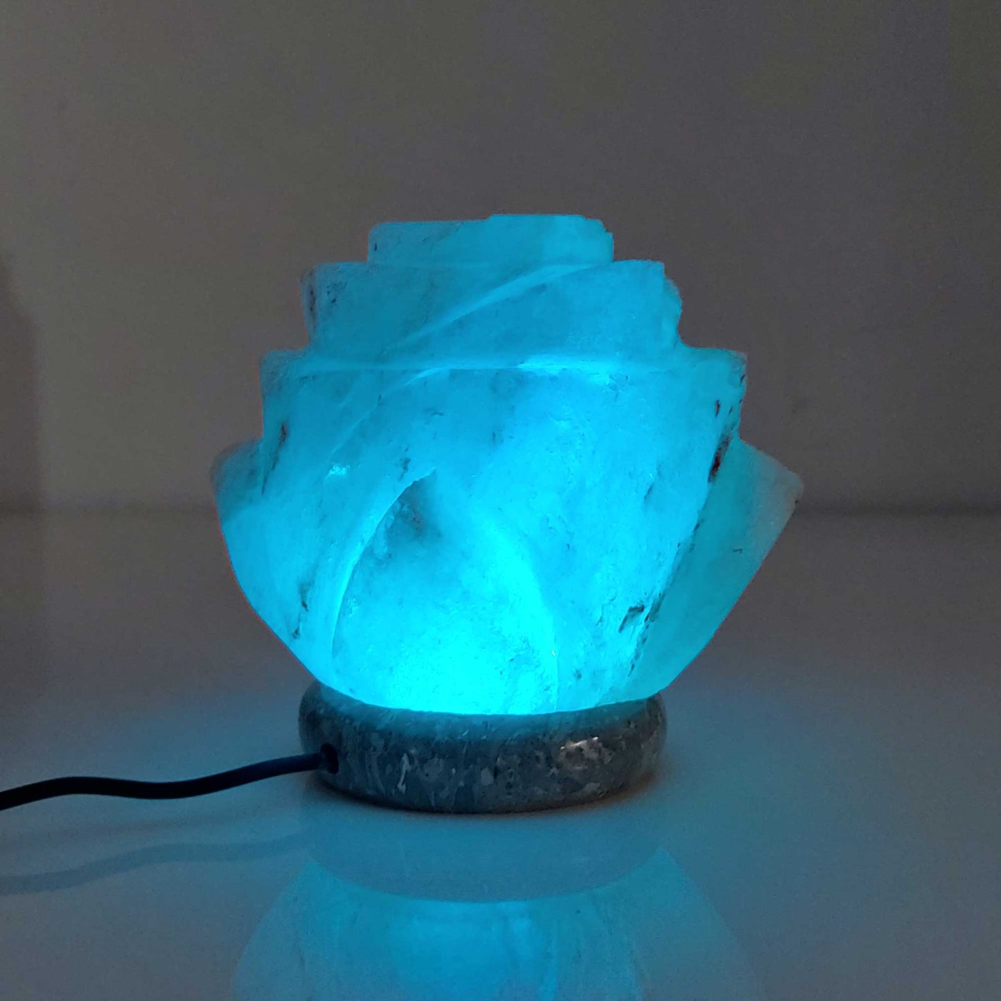 Flower Himalayan Salt Lamp – USB LED Colour-Changing with Marble Base (1.2kg)