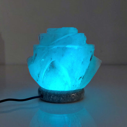 Flower Himalayan Salt Lamp – USB LED Colour-Changing with Marble Base (1.2kg)