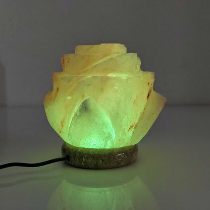 Flower Himalayan Salt Lamp – USB LED Colour-Changing with Marble Base (1.2kg)