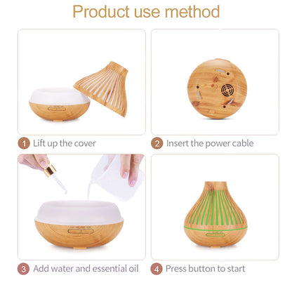 Essential Oil Diffuser 500ml, Wood Finish Mist Humidifier