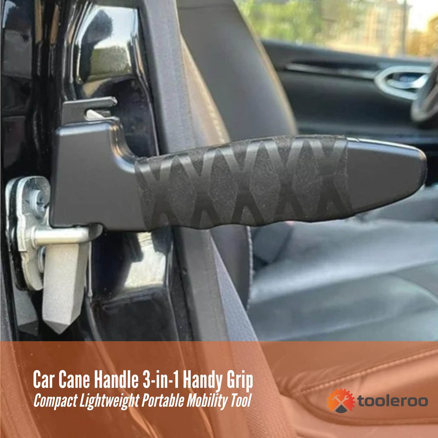 Tooleroo 3-in-1 Car Cane Handle – Mobility Aid with Window Breaker & Seatbelt Cutter