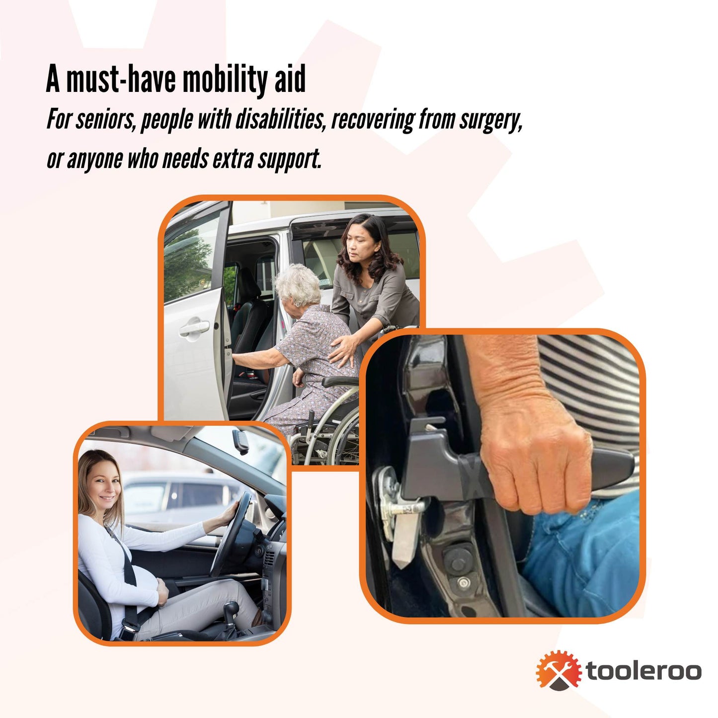Tooleroo 3-in-1 Car Cane Handle – Mobility Aid with Window Breaker & Seatbelt Cutter