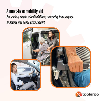 Tooleroo 3-in-1 Car Cane Handle – Mobility Aid with Window Breaker & Seatbelt Cutter