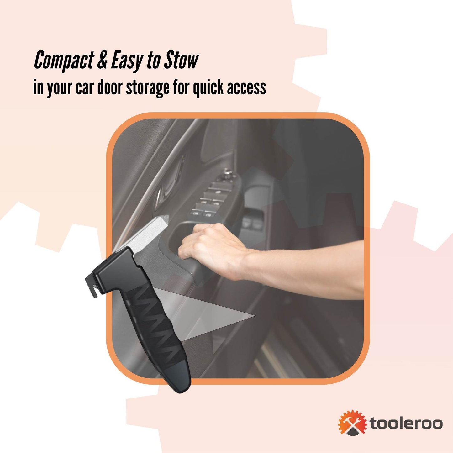 Tooleroo 3-in-1 Car Cane Handle – Mobility Aid with Window Breaker & Seatbelt Cutter