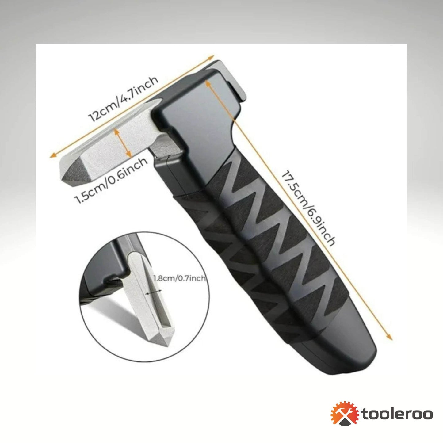Tooleroo 3-in-1 Car Cane Handle – Mobility Aid with Window Breaker & Seatbelt Cutter