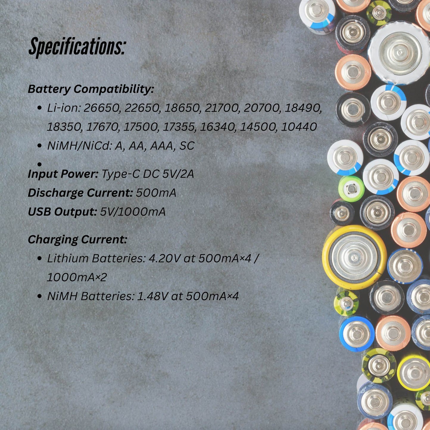 LiitoKala Lii-M4 Smart Battery Charger – 4-Slot LCD Type-C with USB Output