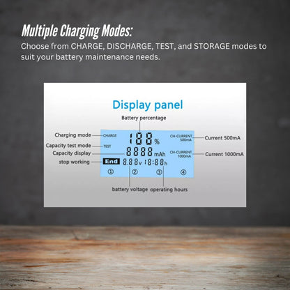 LiitoKala Lii-M4 Smart Battery Charger – 4-Slot LCD Type-C with USB Output