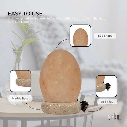 USB Colour Changing Egg Shape Himalayan Pink Salt Lamp | Color Change LED Light | Relaxation - ZenHome