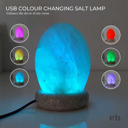 USB Colour Changing Egg Shape Himalayan Pink Salt Lamp | Color Change LED Light | Relaxation - ZenHome
