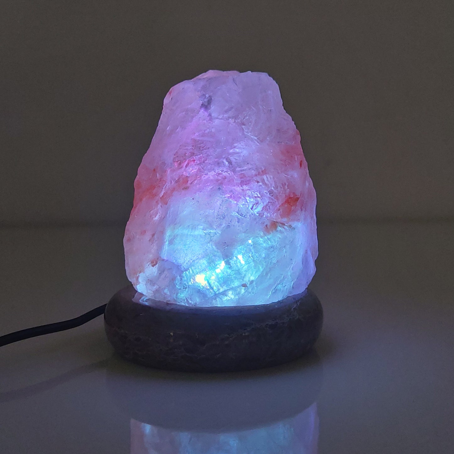 Natural Himalayan Salt Lamp – Colour-Changing USB LED with Marble Base