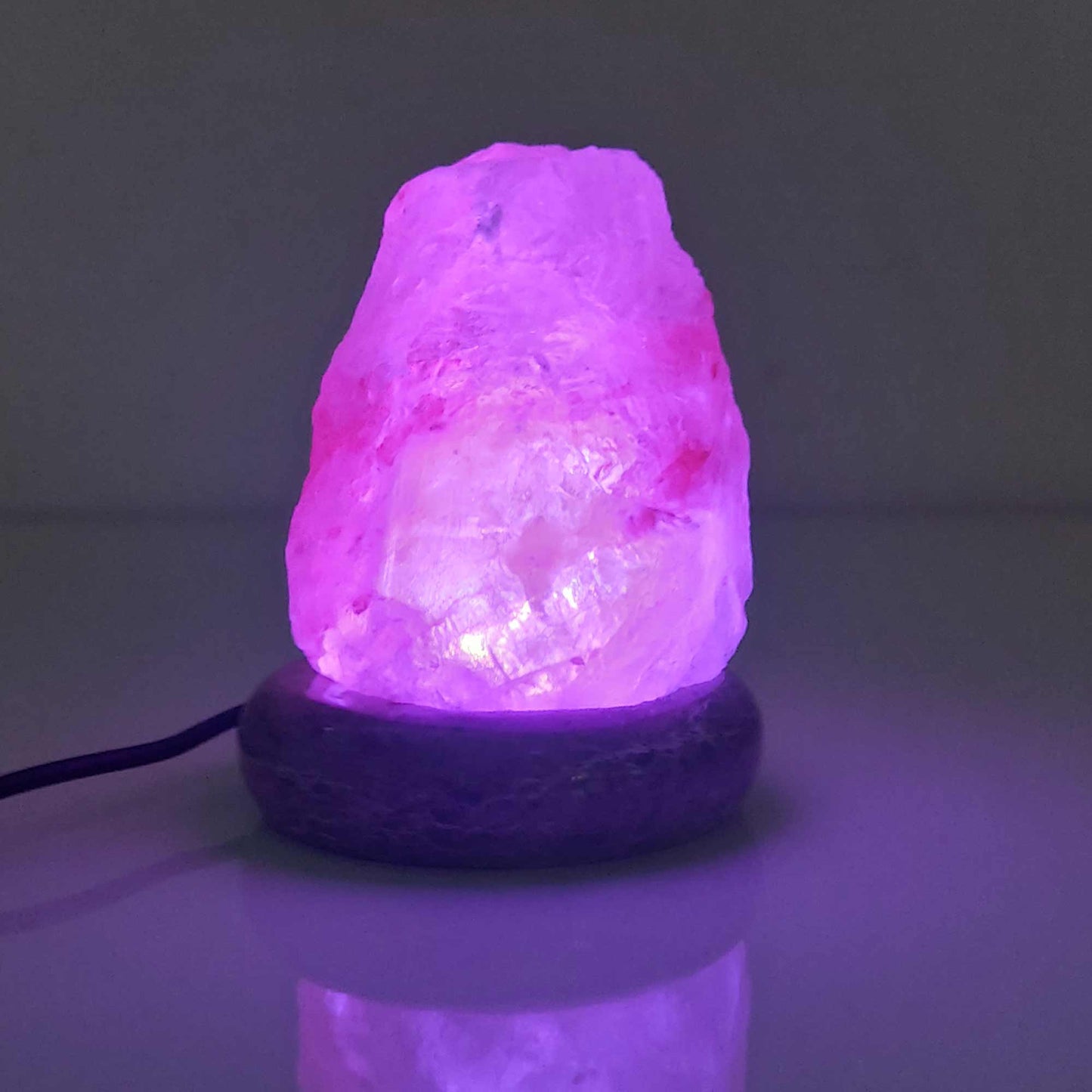 Natural Himalayan Salt Lamp – Colour-Changing USB LED with Marble Base