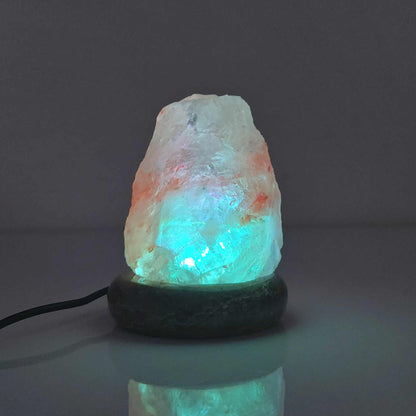 Natural Himalayan Salt Lamp – Colour-Changing USB LED with Marble Base