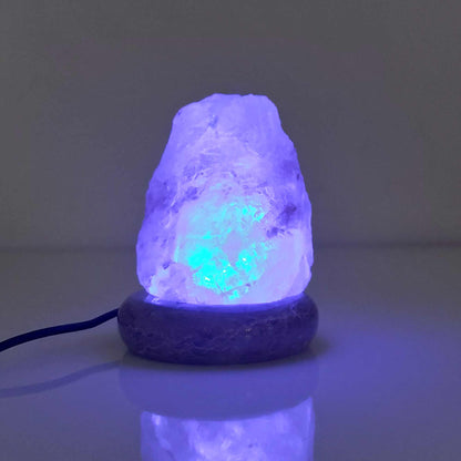 Natural Himalayan Salt Lamp – Colour-Changing USB LED with Marble Base