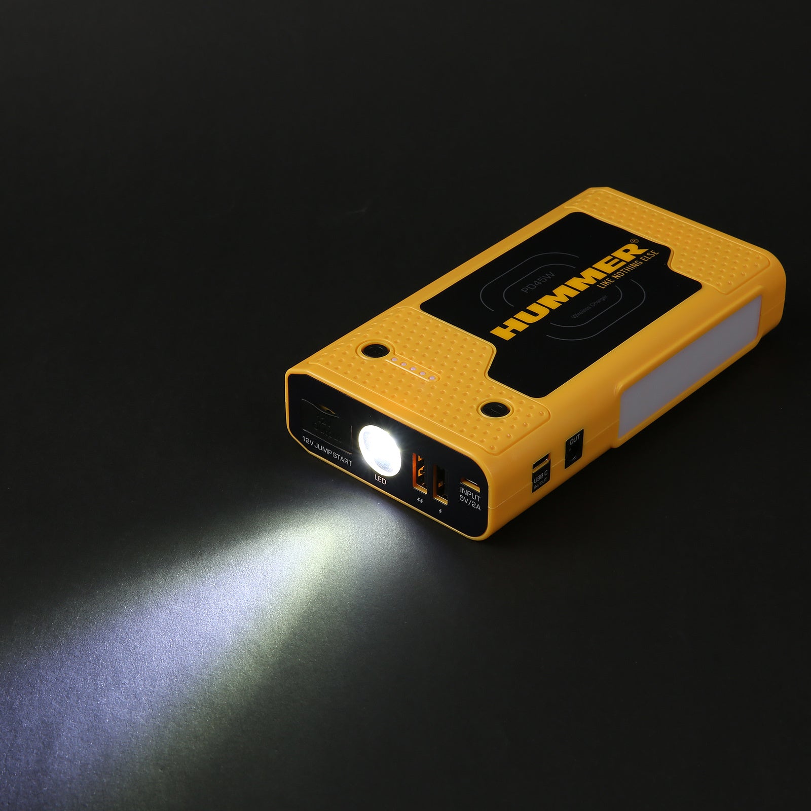 Hummer HX Pro 2000A jump starter held in hand