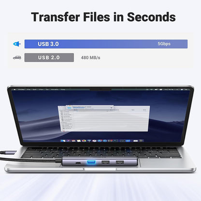 5-in-1 USB-C Hub with 4K HDMI | Streamlined Productivity - TechWiz