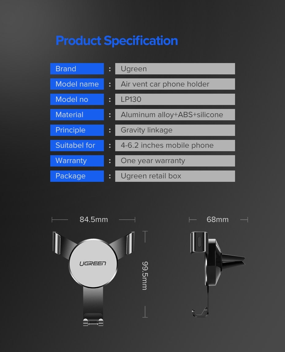 Gravity Drive Air Vent Mount Phone Holder for Cars - Secure & Convenient - AutoTech