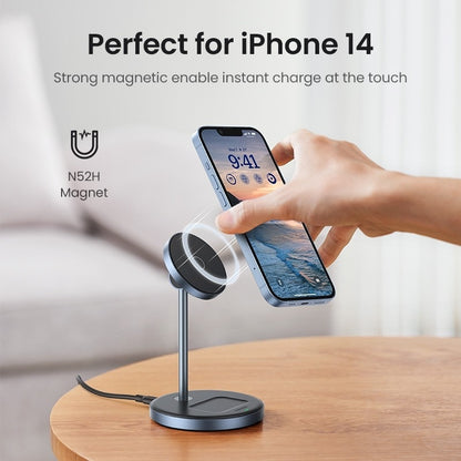 UGREEN 2-in-1 Magnetic Wireless Charging Station for iPhone & AirPods – MagSafe Compatible, Adjustable Stand