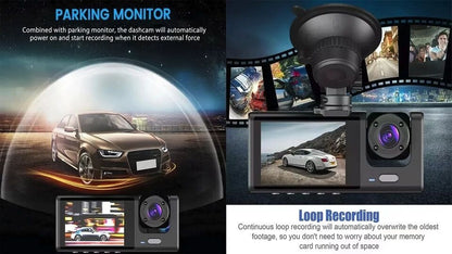 BDI C309 3 Camera Dash Cam, 1080P Front, 720P Inside, 480P Rear