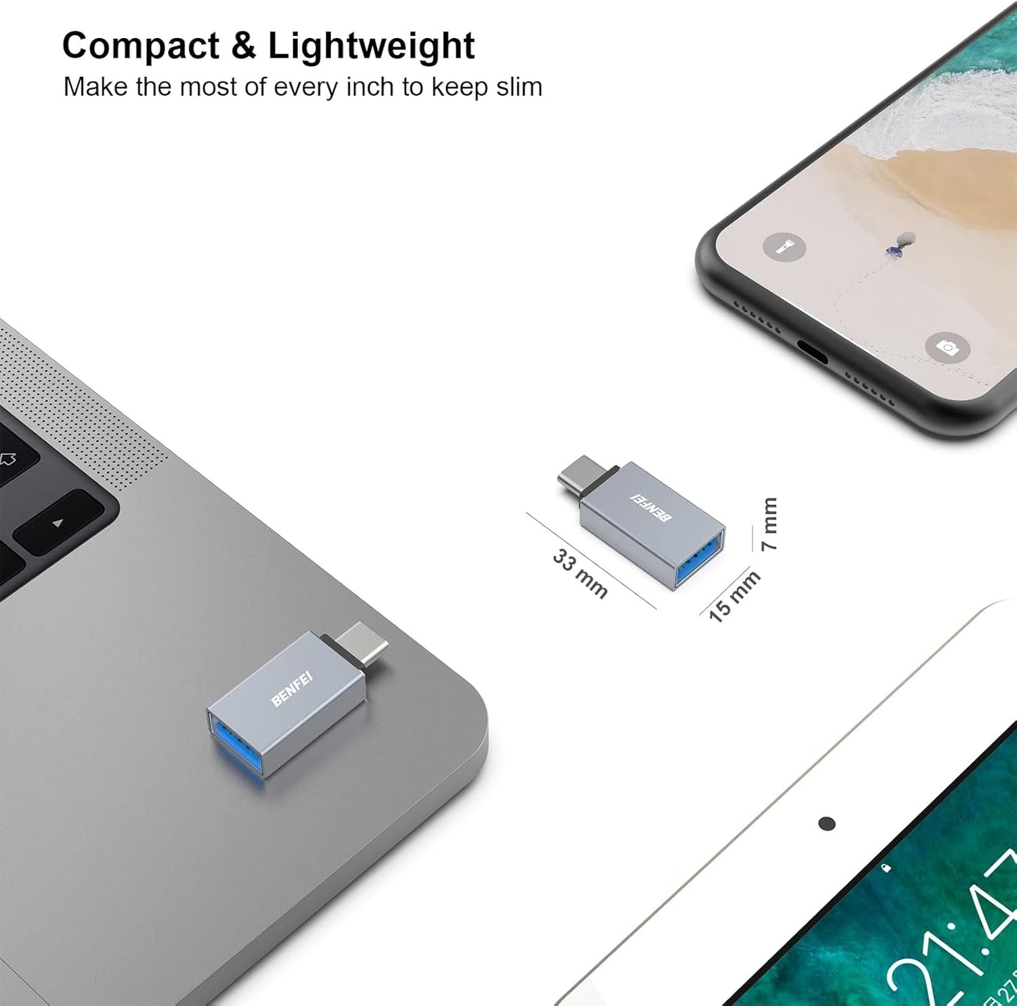 BENFEI USB C to USB 3.0 Adapter | Fast Data Transfer | Compact Design - TechSavvy