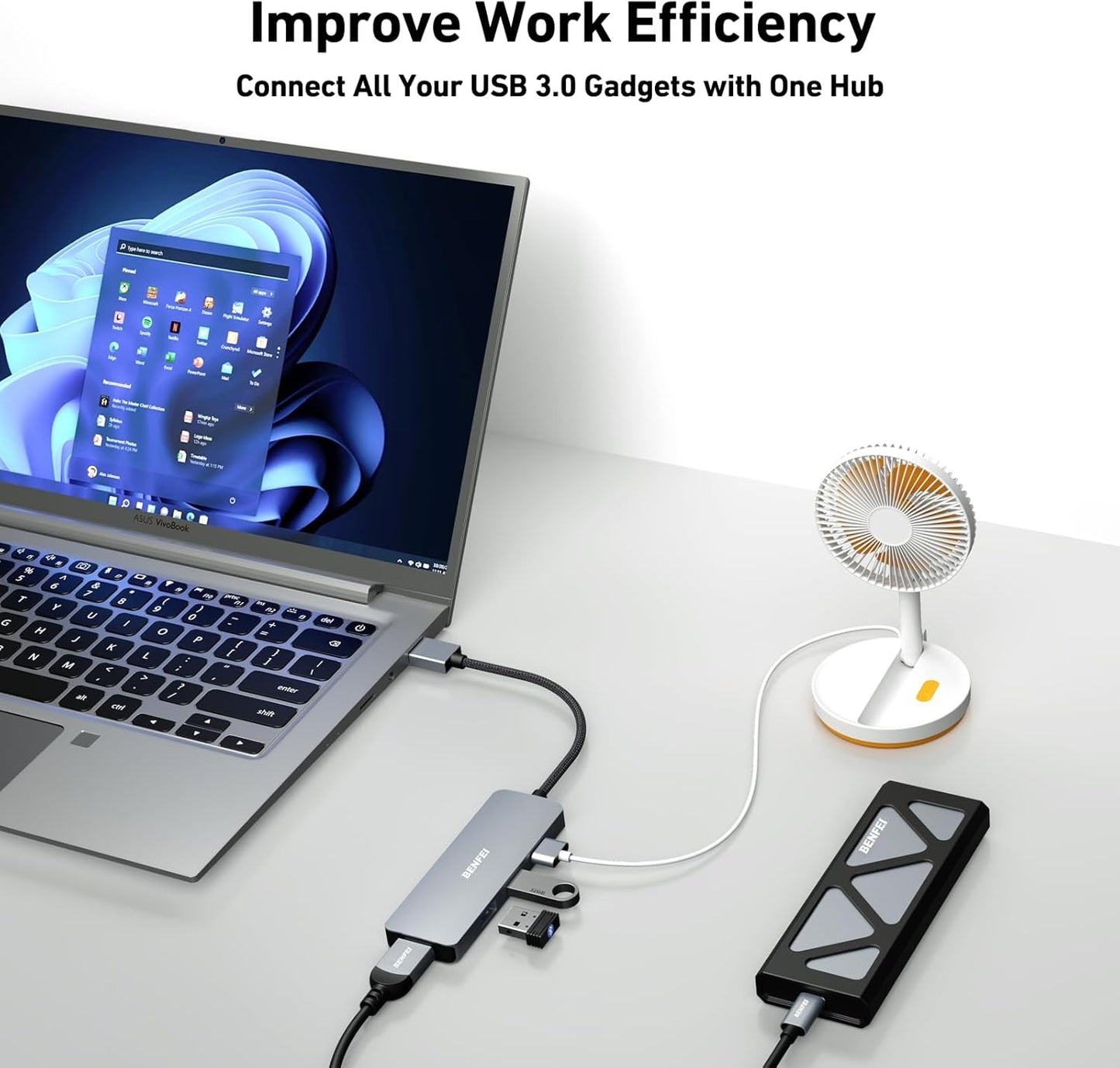BENFEI USB 3.0 Hub 4-Port – Ultra-Slim