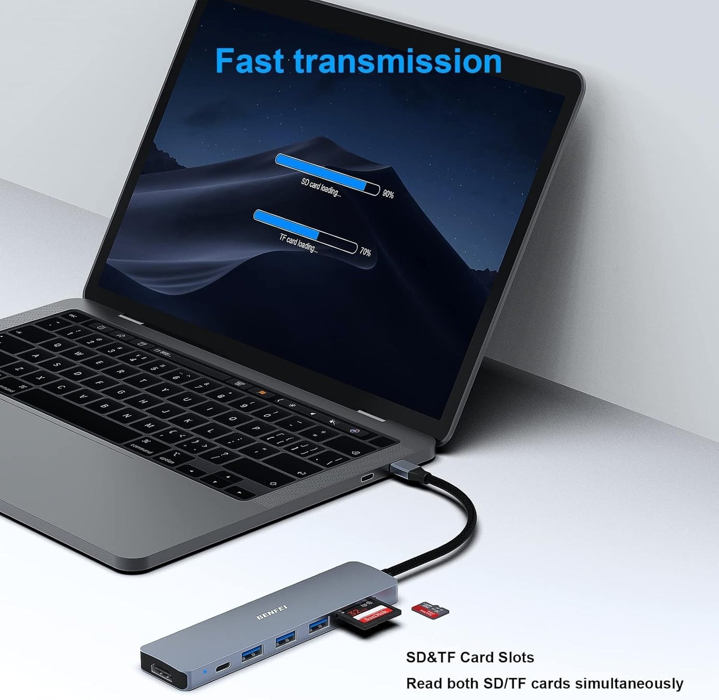 BENFEI USB C Hub 7-in-1 | Multiport Adapter with HDMI & SD Card Reader | MacBook Compatible
