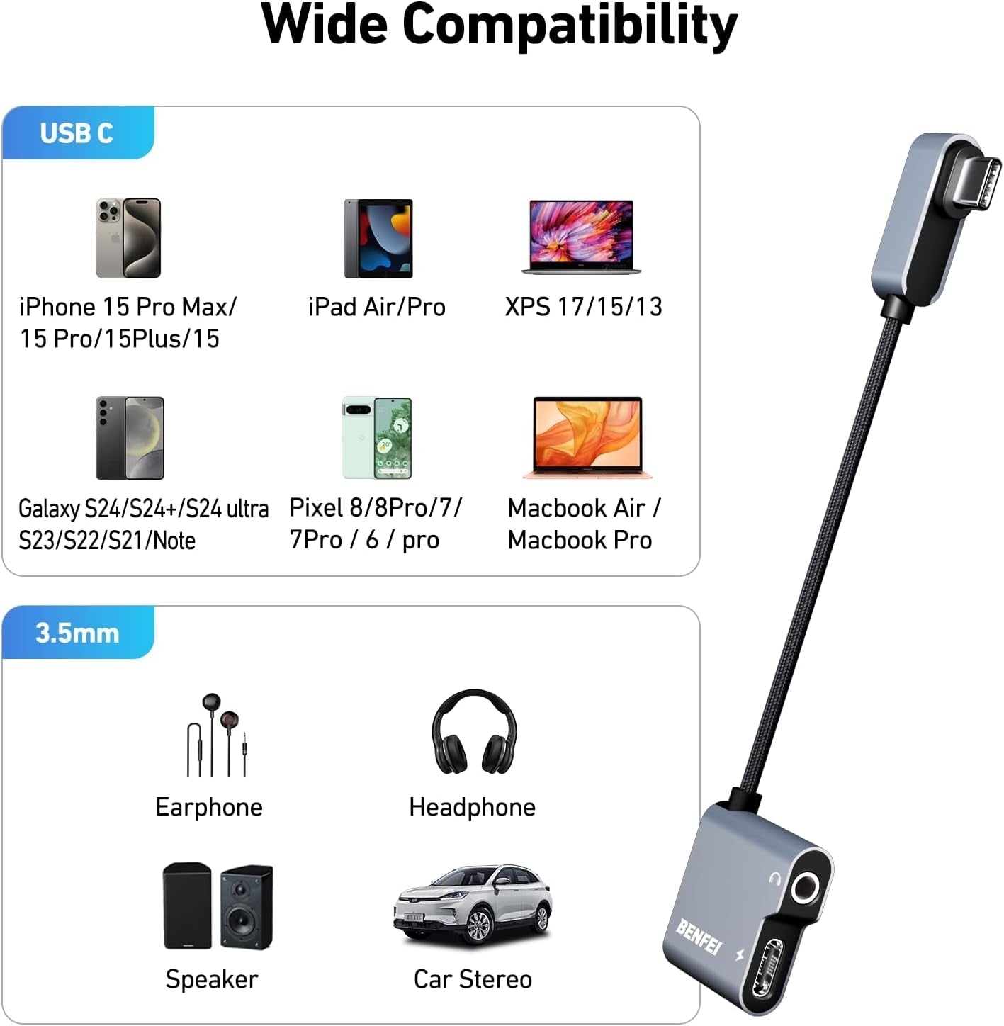 BENFEI USB C to Audio Jack Adapter | 60W Fast Charging | Multi-Functional - TechHub