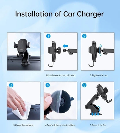 CHOETECH T203-F 15W Gravity Car Charger Mount – Dashboard & Windshield