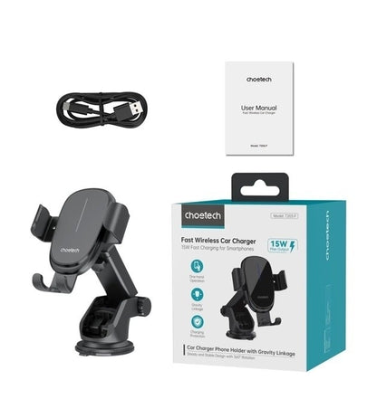 CHOETECH T203-F 15W Gravity Car Charger Mount – Dashboard & Windshield
