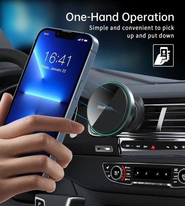 CHOETECH T205-F 15W Magnetic Car Charger Mount with LED Light – Black