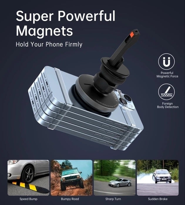 CHOETECH T205-F 15W Magnetic Car Charger Mount with LED Light – Black