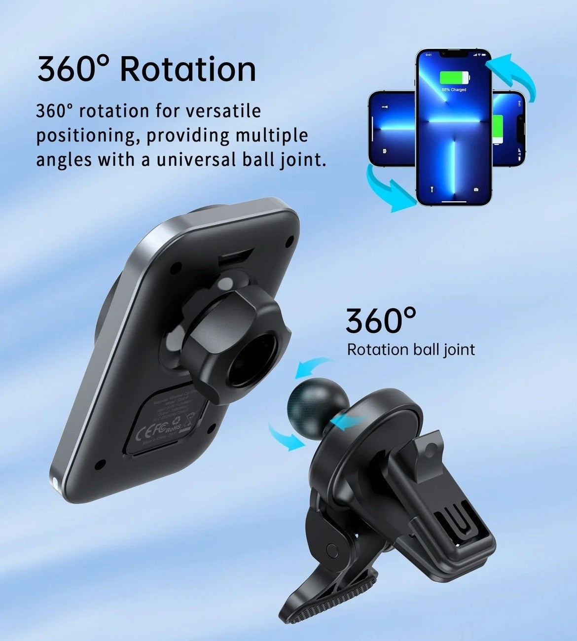 CHOETECH T206-F 15W Magnetic Car Charger Mount – Air Vent Phone Holder