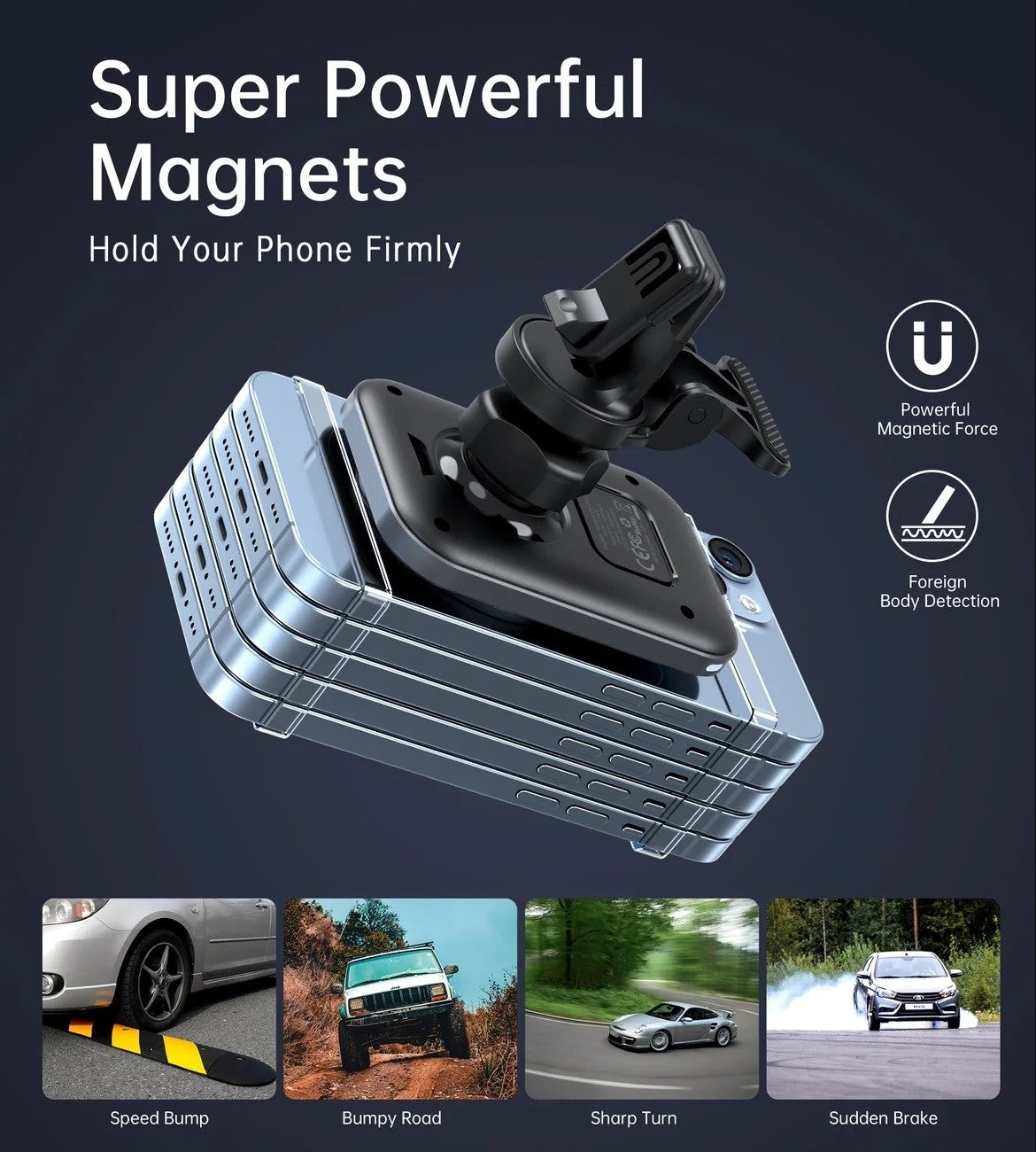 CHOETECH T206-F 15W Magnetic Car Charger Mount – Air Vent Phone Holder