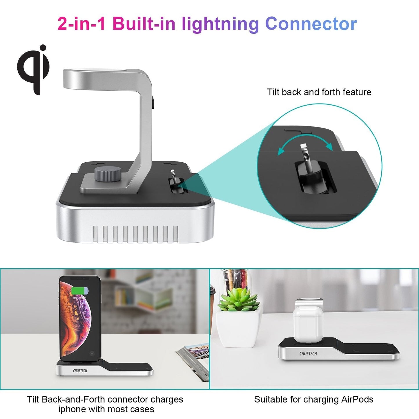 CHOETECH T316 4-in-1 Wireless Charging Station for iPhone & Apple Watch