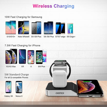 CHOETECH T316 4-in-1 Wireless Charging Station for iPhone & Apple Watch