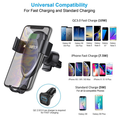 Fast Wireless Charging Car Mount Phone Holder - CHOETECH T536-S