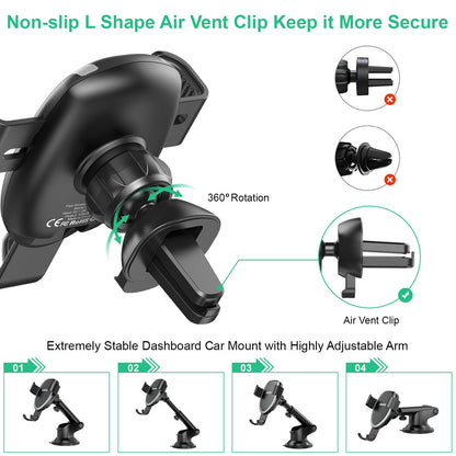 Fast Wireless Charging Car Mount Phone Holder - CHOETECH T536-S