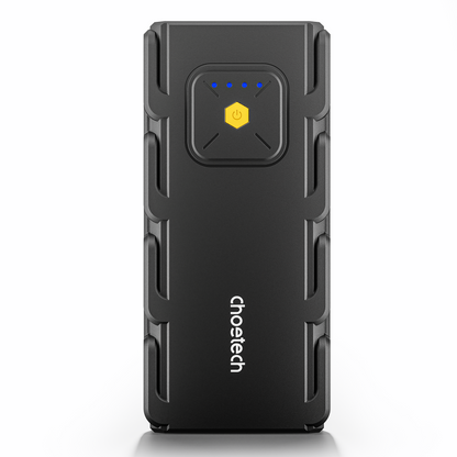 CHOETECH jump starter connected to a car battery