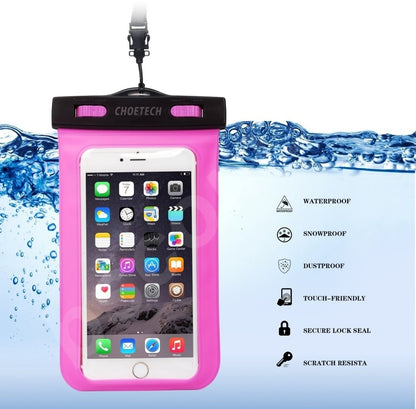 CHOETECH Universal Waterproof Phone Pouch (Up to 8-Inch Pink)