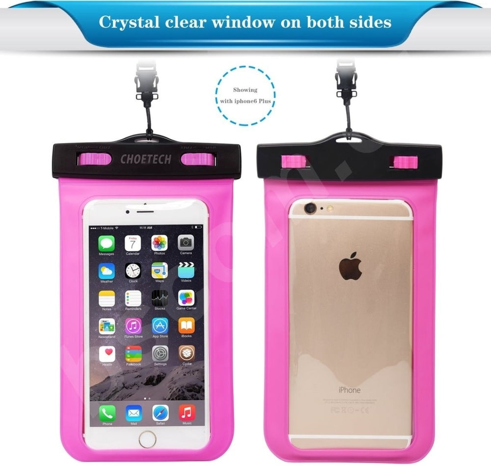 CHOETECH Universal Waterproof Phone Pouch (Up to 8-Inch Pink)