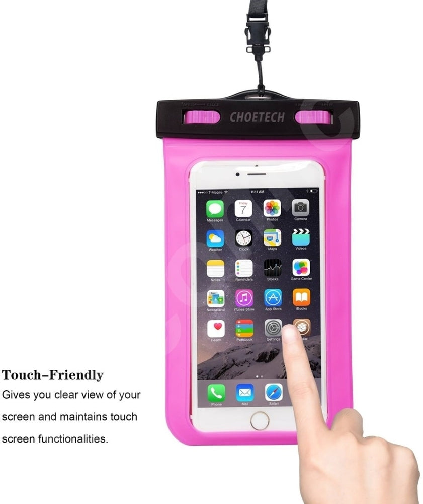 CHOETECH Universal Waterproof Phone Pouch (Up to 8-Inch Pink)