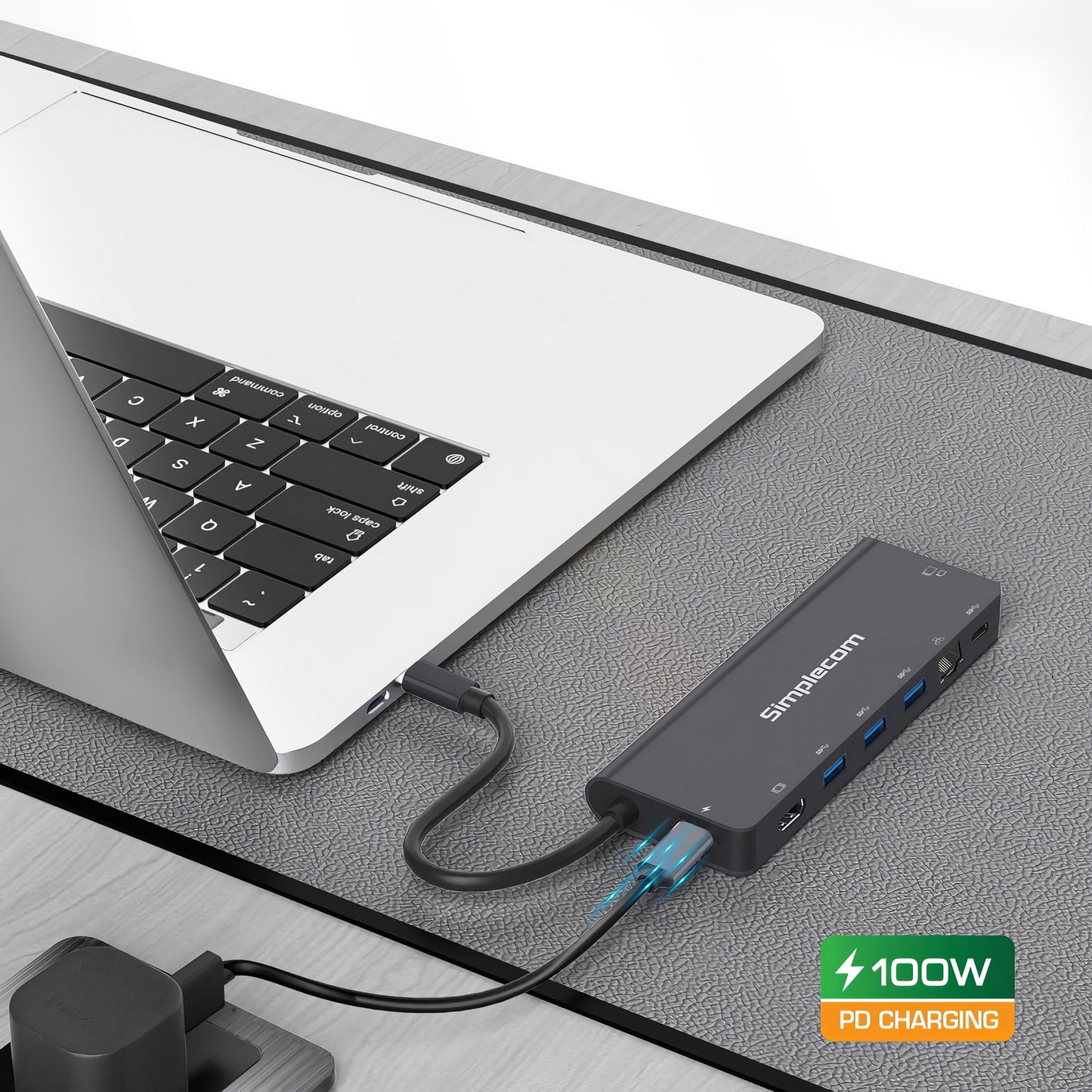 Simplecom USB-C 9-in-1 Dock – 4K HDMI, 100W PD, Ethernet
