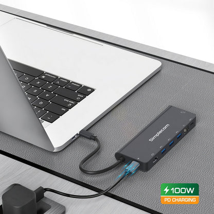 Simplecom USB-C 9-in-1 Dock – 4K HDMI, 100W PD, Ethernet