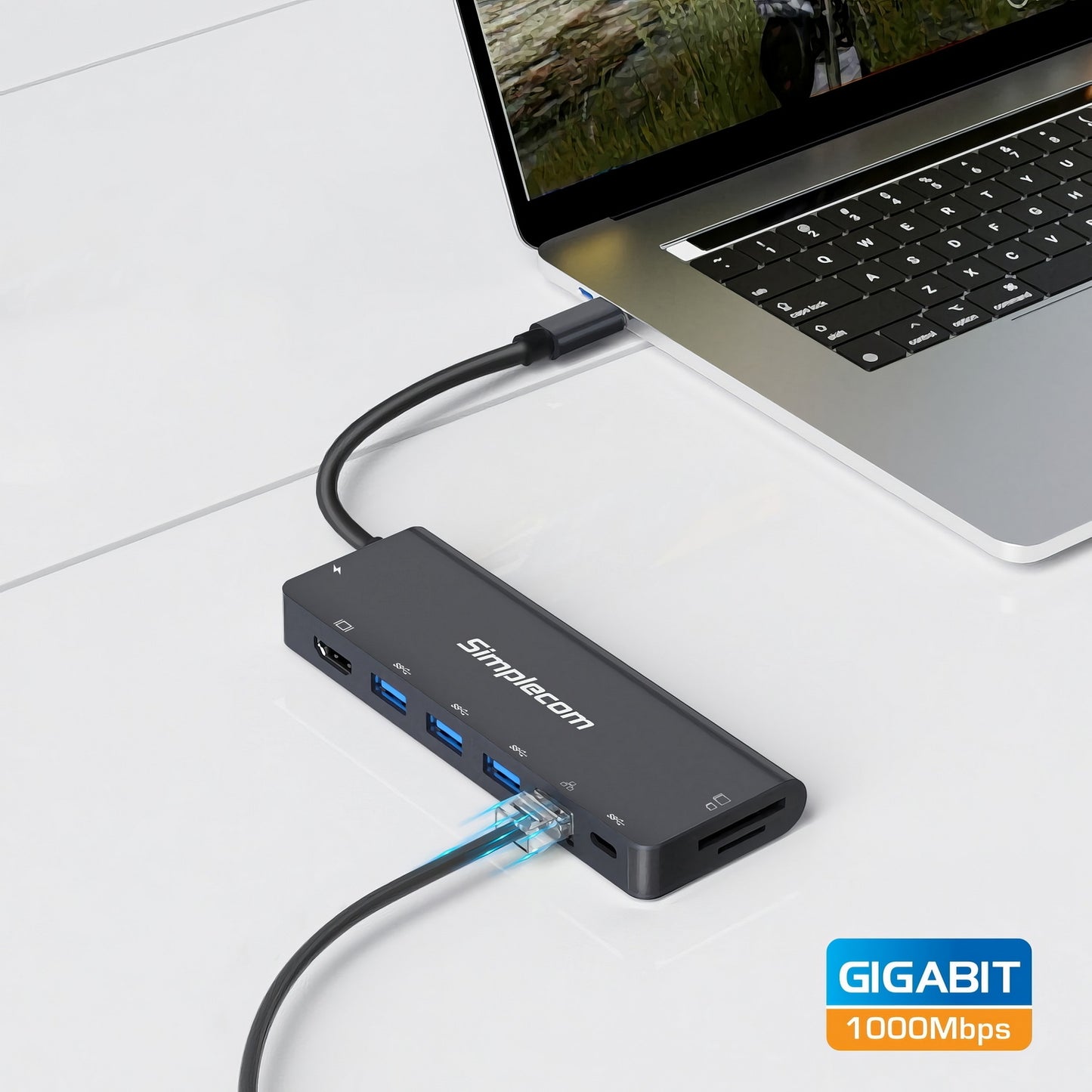 Simplecom USB-C 9-in-1 Dock – 4K HDMI, 100W PD, Ethernet