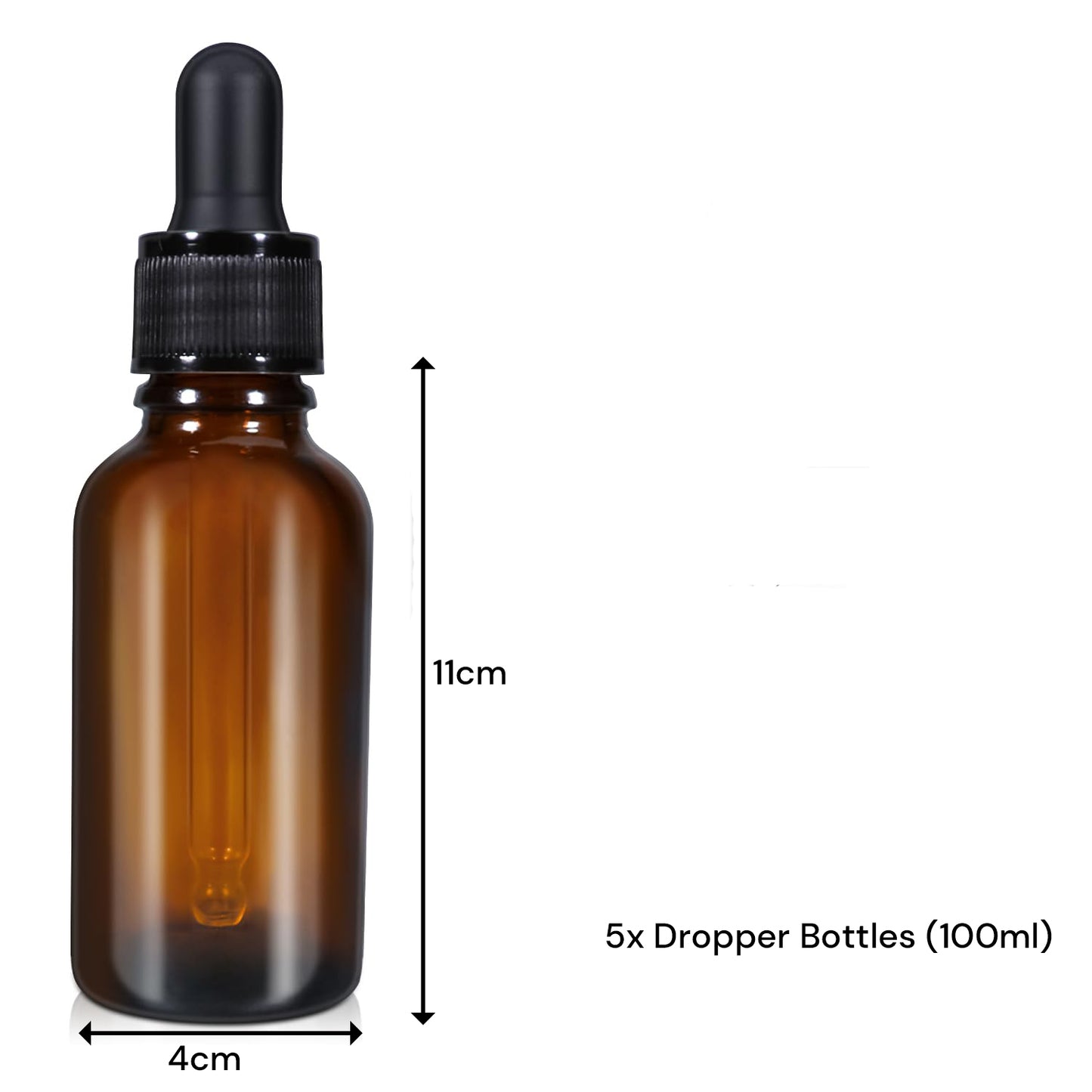 Amber Glass Dropper Bottles 100ml, 5 Pack