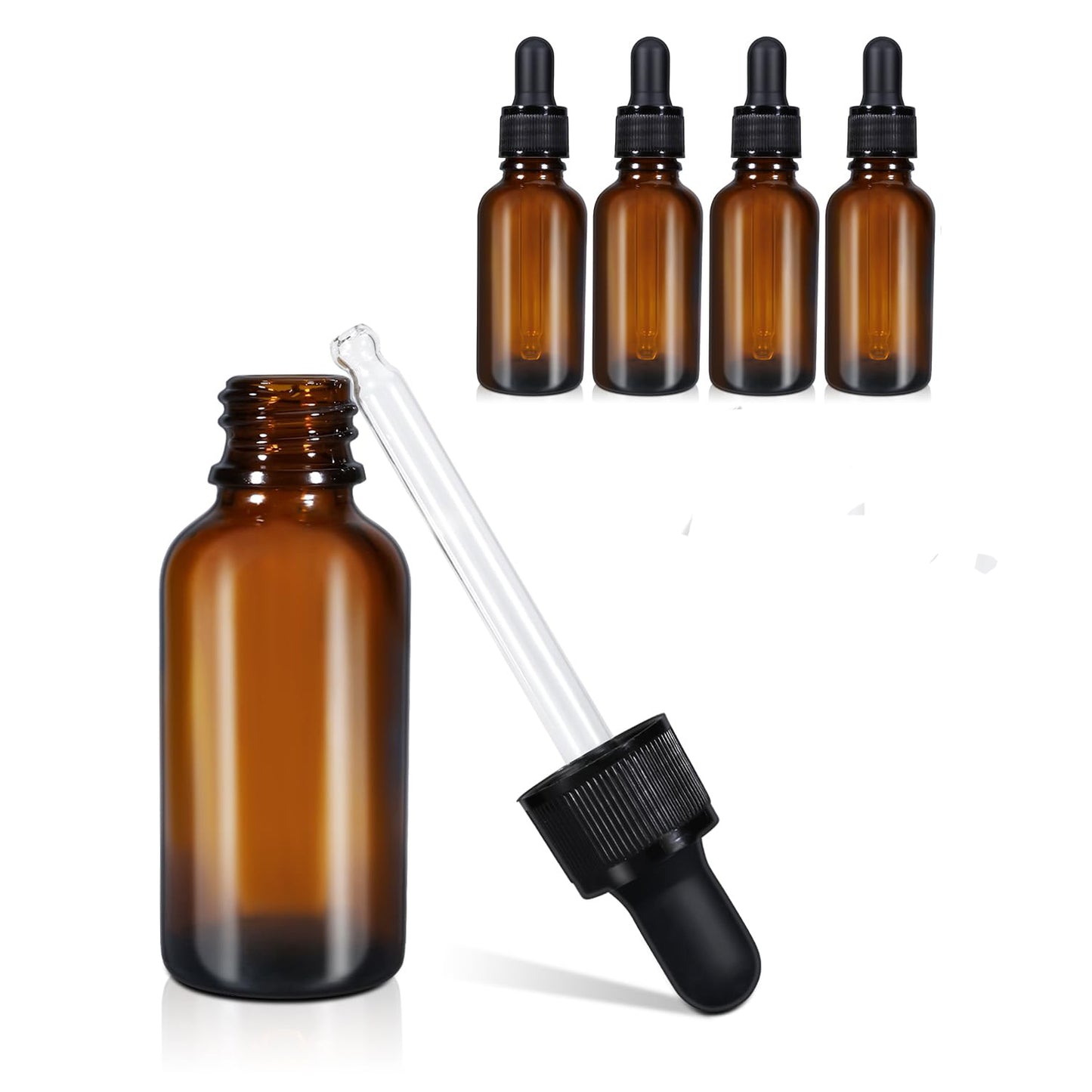 Amber Glass Dropper Bottles 20ml, 5 Pack