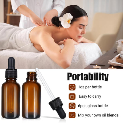 Amber Glass Dropper Bottles 5ml, 5 Pack