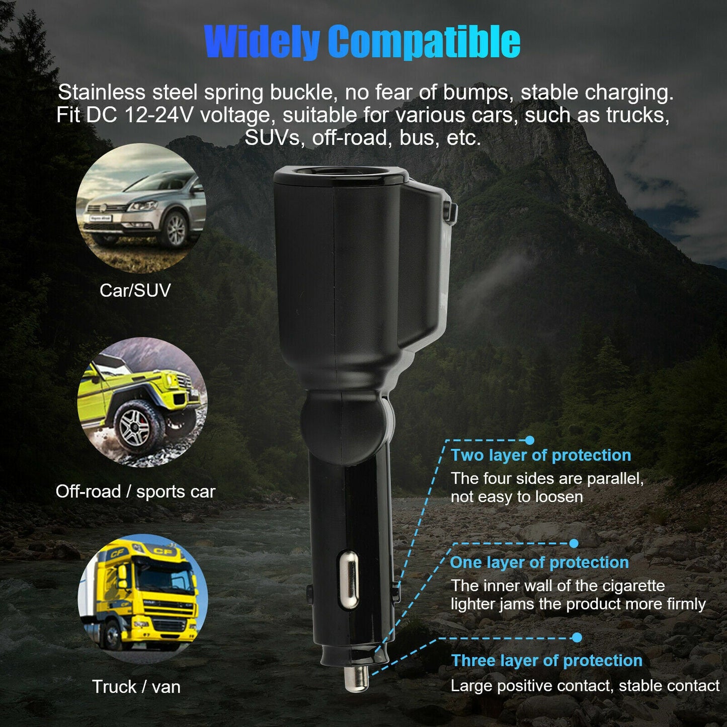 Bluetooth 5.3 FM Transmitter, Dual USB Car Charger, Splitter and MP3 Player
